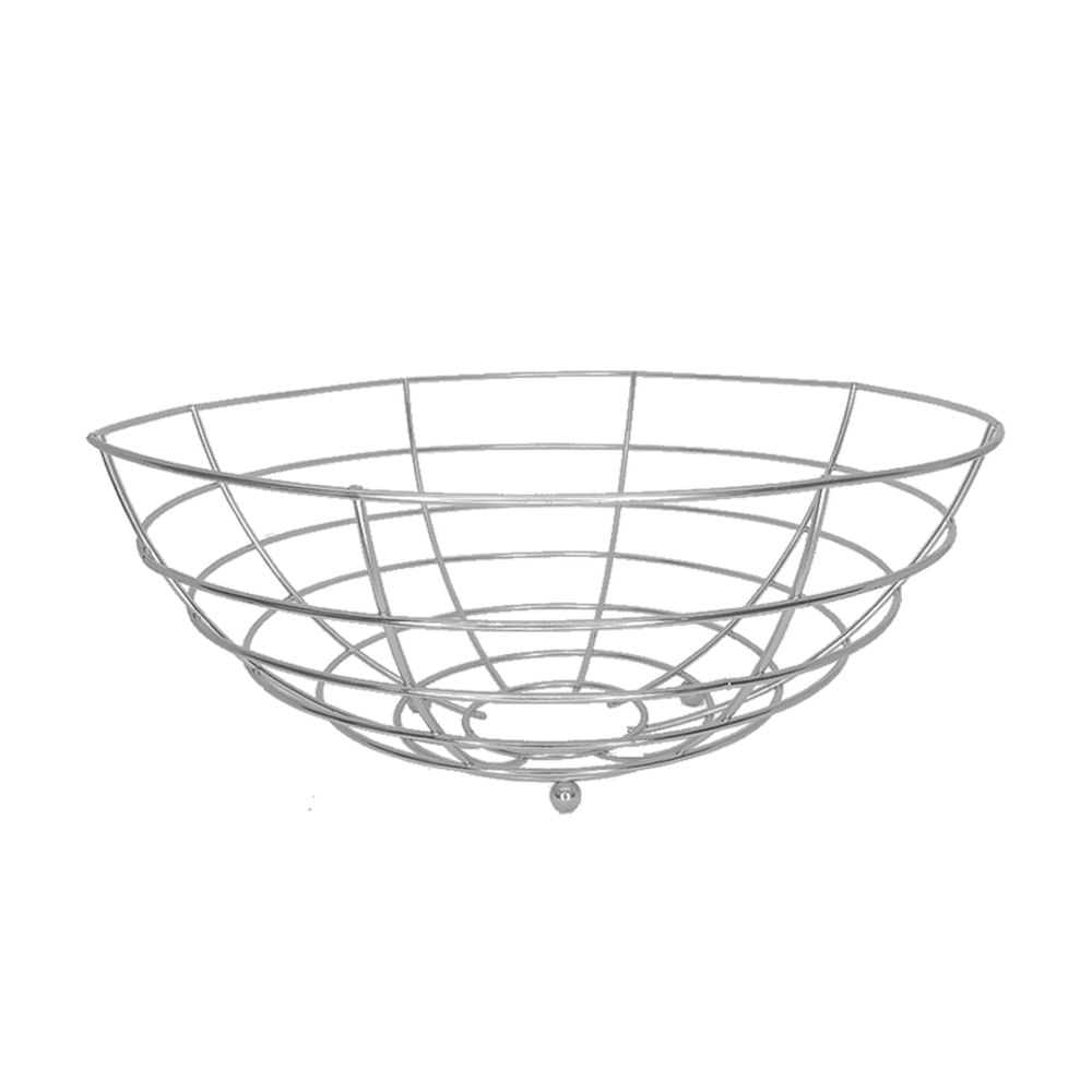 Fruteira de Mesa Linhas Aramado Prata Redonda Útil Bazar 26x10cm RF557