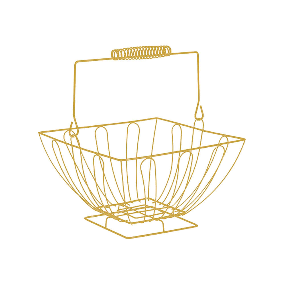 Fruteira de Mesa com Alça Aramado Dourado Útil Bazar 13x22cm RF604