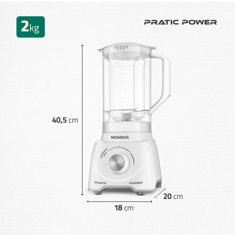 Liquidificador Pratic Branco Power Mondial 220V | FastStore PDP