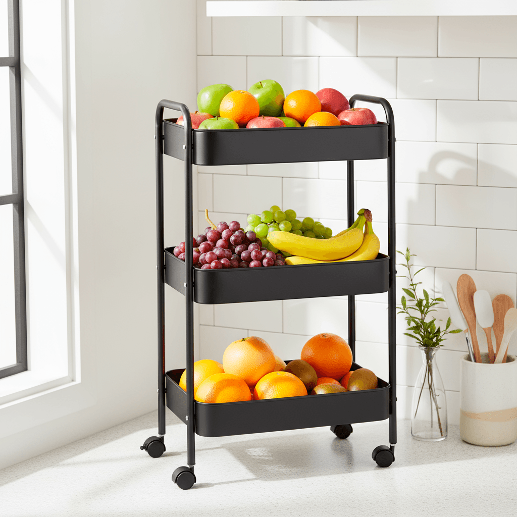 Fruteira de Chão Cesto Organizador Preto Útil Bazar | FastStore PDP