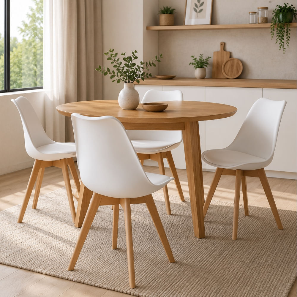 Cadeira Eames Eiffel Wood Leda Estofada Branca Mozaic | FastStore PDP