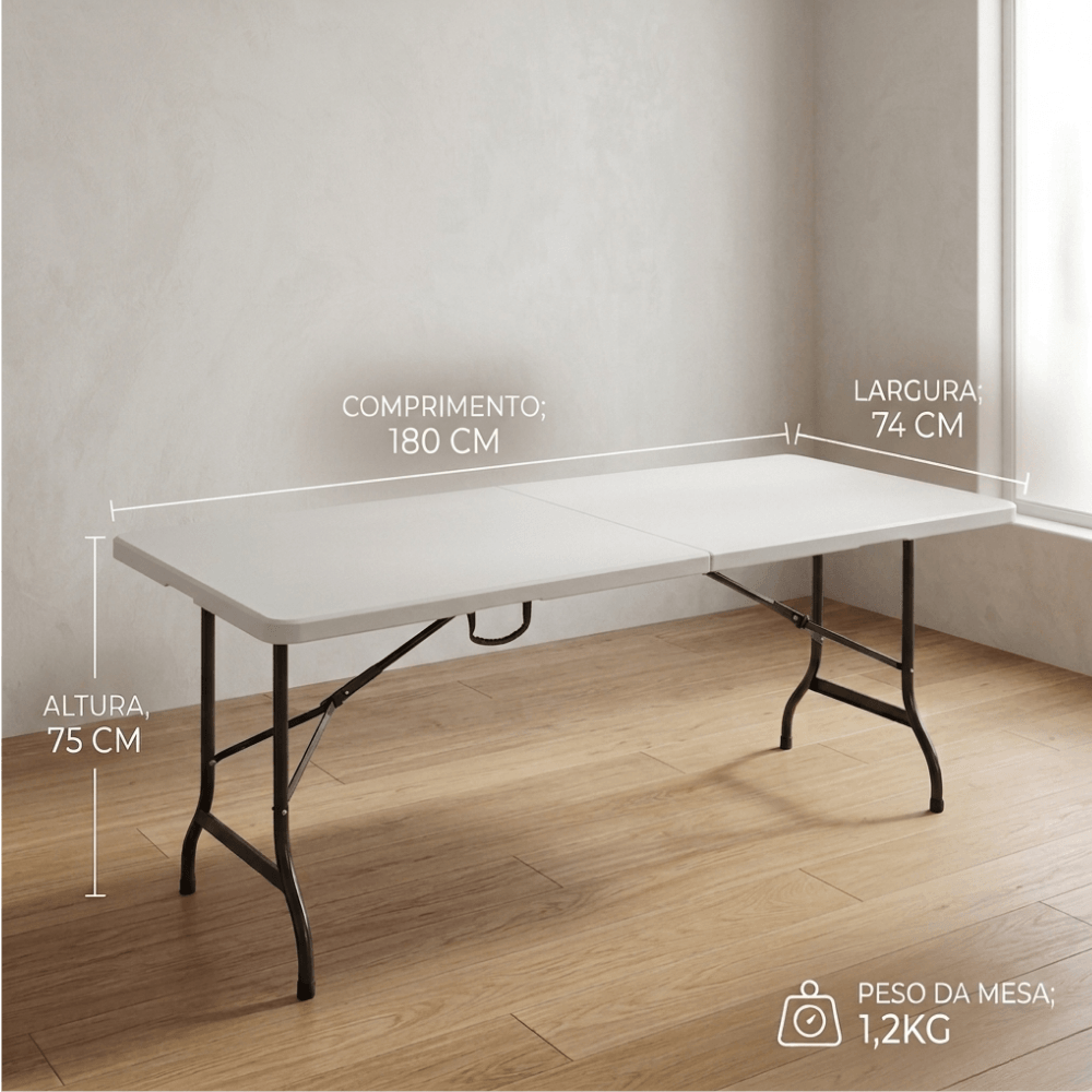 Mesa Dobrável Maleta de Metal 180x70x74cm RF1860 Mozaic